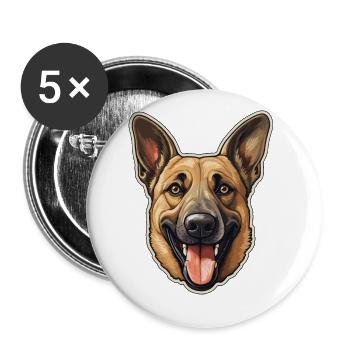 Malinois Dog Face Belgian Shepherd - Buttons small 1''/25 mm (5-pack) - white - Front