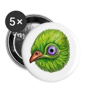 Kiwi mignon et coquin - Lot de 5 petits badges (25 mm) - blanc - Devant