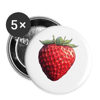 Douceur de la fraise - Lot de 5 petits badges (25 mm) - blanc - Devant