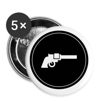 Weapon Symbol Pistol - Buttons small 1''/25 mm (5-pack) - white - Front