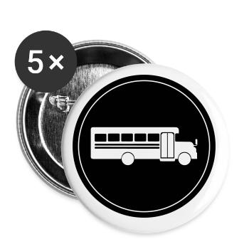 Schule Schulbus - Buttons klein 25 mm (5er Pack) - Weiß - Vorne