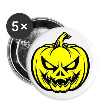Halloween Pumpkin Face Creepy - Buttons small 1''/25 mm (5-pack) - white - Front