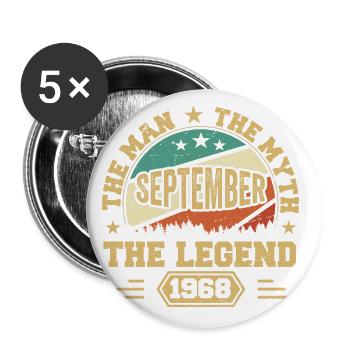 Legendary since September 1968 Retro 1968 September - Buttons small 1''/25 mm (5-pack) - white - Front
