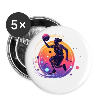 BASKETBALL forever! - Buttons small 1''/25 mm (5-pack) - white - Front