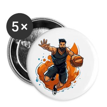 BASKETBALL forever! - Buttons small 1''/25 mm (5-pack) - white - Front