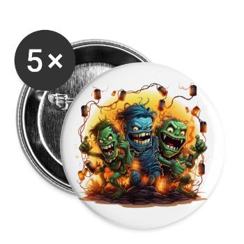 Monster party in full swing - Buttons small 1''/25 mm (5-pack) - white - Front