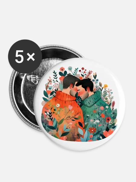 Pärchen verliebt - Buttons klein 25 mm (5er Pack) - Weiß