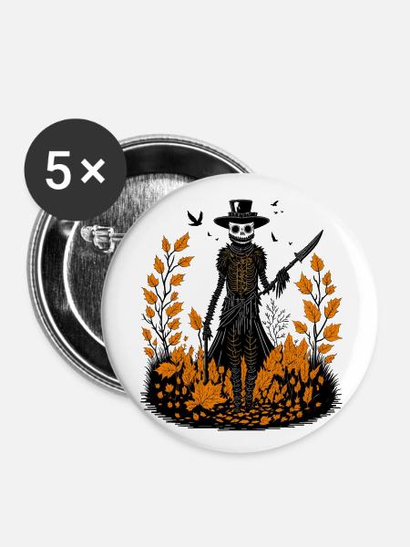 Der Schnitter im Laub - Buttons klein 25 mm (5er Pack) - Weiß