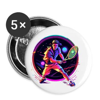 Tennis - Buttons klein 25 mm (5er Pack) - Weiß - Vorne