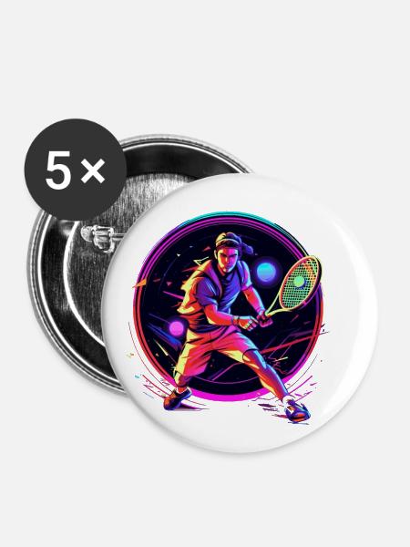 Tennis - Buttons klein 25 mm (5er Pack) - Weiß