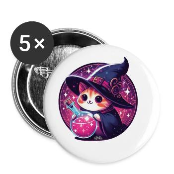 Zaubertrank Katze 2 - Buttons klein 25 mm (5er Pack) - Weiß - Vorne