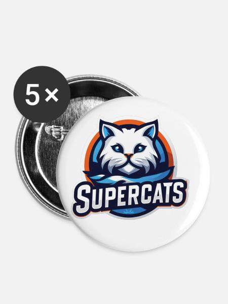Supercats 3 Logo - Buttons klein 25 mm (5er Pack) - Weiß