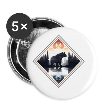 Abstrait Ours Dans Les Montagnes - Lot de 5 petits badges (25 mm) - blanc - Devant