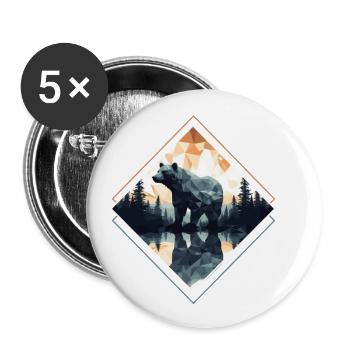 Ours abstrait dans les montagnes - Lot de 5 petits badges (25 mm) - blanc - Devant