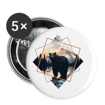 Abstrait Ours Dans Les Montagnes - Lot de 5 petits badges (25 mm) - blanc - Devant