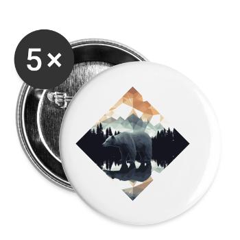 Abstrait Ours Dans Les Montagnes - Lot de 5 petits badges (25 mm) - blanc - Devant