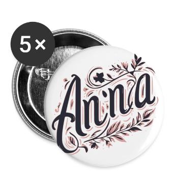 Anna Name Floral - Buttons small 1''/25 mm (5-pack) - white - Front