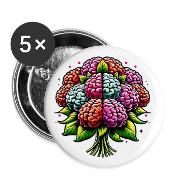 Brain bouquet - Buttons small 1''/25 mm (5-pack) - white - Front