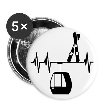 Ski Heartbeat - Buttons small 1''/25 mm (5-pack) - white - Front