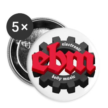 Musique corporelle électronique EBM avec Gear Red - Lot de 5 petits badges (25 mm) - blanc - Devant