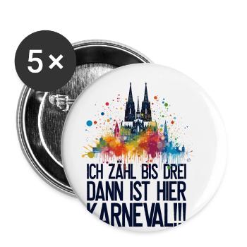 Cologne Kölle Carnaval Gebützt Kölle Alaaf Jeck Party - Lot de 5 petits badges (25 mm) - blanc - Devant