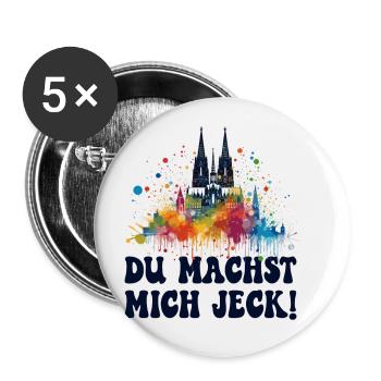 Cologne Kölle Carnaval Gebützt Kölle Alaaf Jeck Party - Lot de 5 petits badges (25 mm) - blanc - Devant