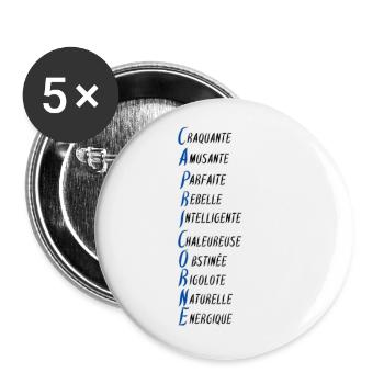 Femme Capricorne parfaite - Lot de 5 petits badges (25 mm) - blanc - Devant