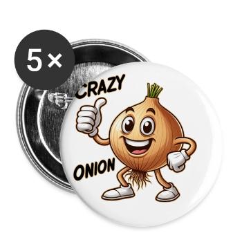 Crazy Veggies: Onion With Goatee and Thumbs Up - Buttons klein 25 mm (5er Pack) - Weiß - Vorne