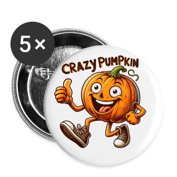 Légumes fous : Citrouille en sueur - Lot de 5 petits badges (25 mm) - blanc - Devant