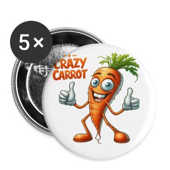 Crazy Veggies: Young Carrot Thumbs Up - Buttons klein 25 mm (5er Pack) - Weiß - Vorne
