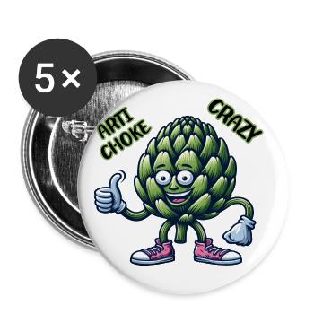 Crazy Veggies: Artichoke Gang Thumbs Up - Buttons klein 25 mm (5er Pack) - Weiß - Vorne