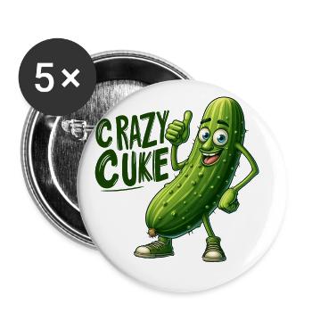 Crazy Veggies: Spiky Cuke Thumbs Up - Buttons klein 25 mm (5er Pack) - Weiß - Vorne