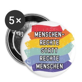 Menschenrechte statt rechte Menschen Demokratie - Buttons klein 25 mm (5er Pack) - Weiß - Vorne