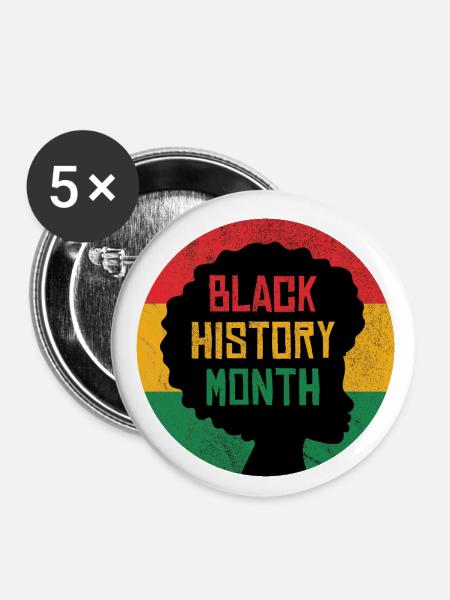 Black History Month - Buttons klein 25 mm (5er Pack) - Weiß