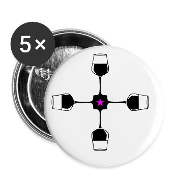 Verre à vin rouge de vin - Lot de 5 petits badges (25 mm) - blanc - Devant