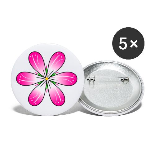 pinke Blüte Blumenmuster Blumenranke Blumenwiese - Buttons klein 25 mm (5er Pack)