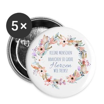 Kleine Menschen brauchen so große Herzen wie deins - Buttons klein 25 mm (5er Pack) - Weiß - Vorne