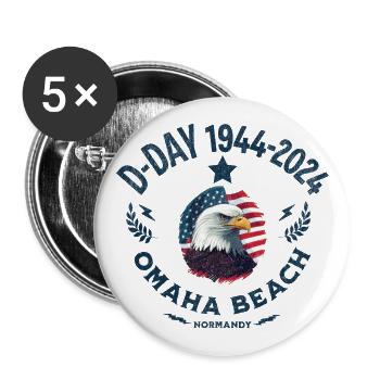 D DAY 80th anniversary Omaha beach - Lot de 5 petits badges (25 mm) - blanc - Devant