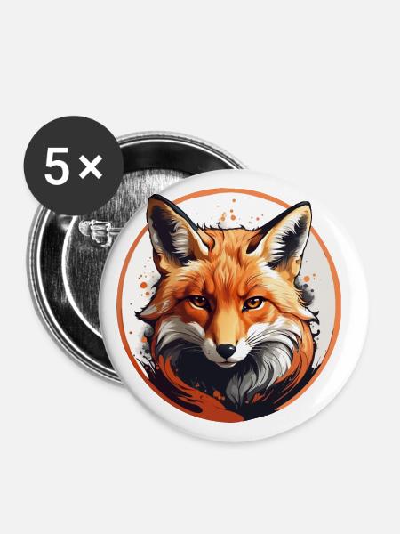 Rotfuchs Fuchs Portrait - Buttons klein 25 mm (5er Pack) - Weiß