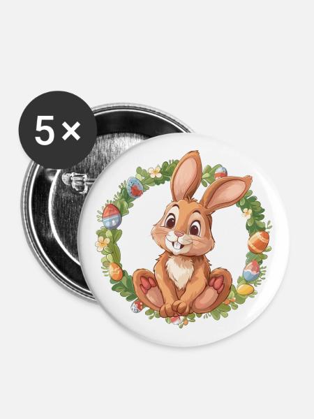 Frohe Ostern illustration - Buttons klein 25 mm (5er Pack) - Weiß