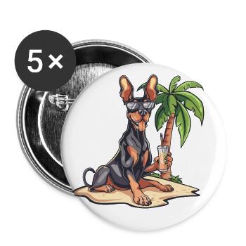 Doberman Dog Summer - Buttons small 1''/25 mm (5-pack) - white - Front
