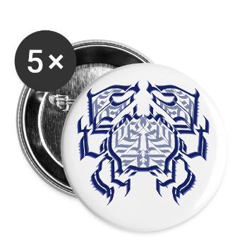 Crab Drawing Style Tattoo Calligraphy - Buttons small 1''/25 mm (5-pack) - white - Front