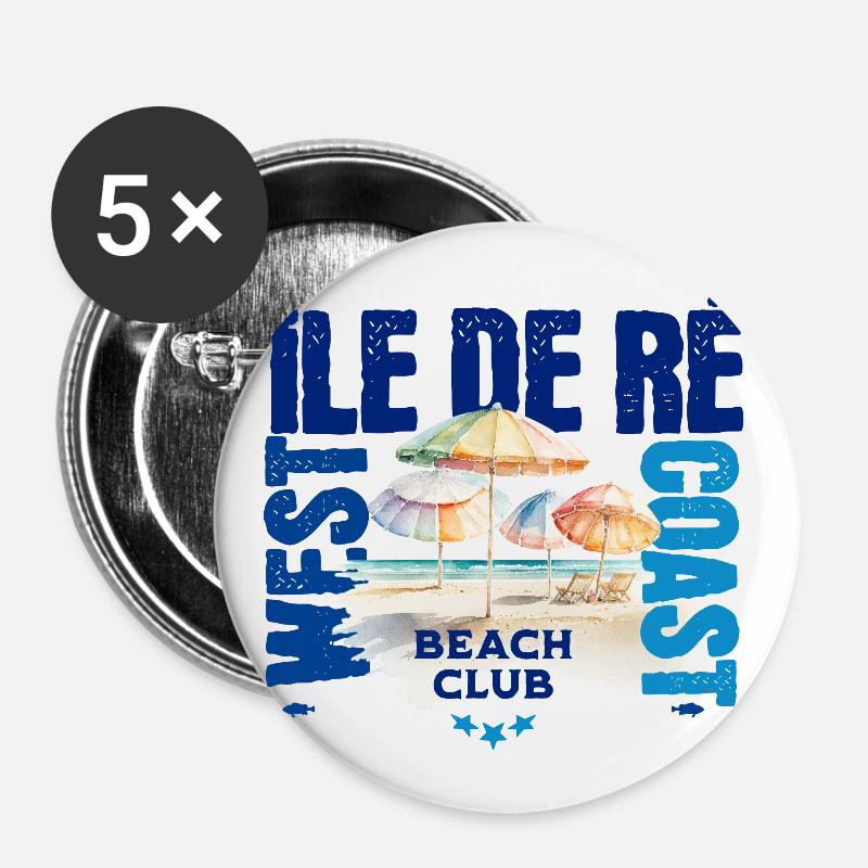 Strandclub Ile de Ré - Buttons klein 25 mm (5er Pack) - Weiß