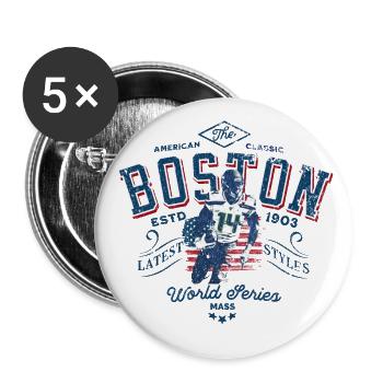 Boston classic world series MASS V2 - Buttons klein 25 mm (5er Pack) - Weiß - Vorne