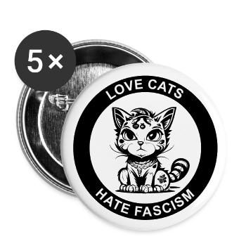 LES CHATS D’AMOUR DÉTESTENT LE FASCISME - Lot de 5 petits badges (25 mm) - blanc - Devant
