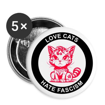 LOVE CATS HATE FASCISM - Buttons small 1''/25 mm (5-pack) - white - Front