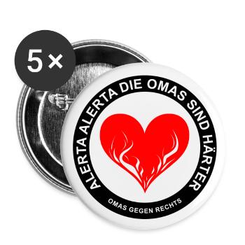 ALERTA ALERTA DIE OMAS SIND HÄRTER - Buttons klein 25 mm (5er Pack) - Weiß - Vorne