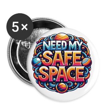 Besoin d’un endroit sûr, mon espace - Lot de 5 petits badges (25 mm) - blanc - Devant