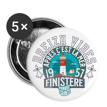 Breizh vibes Finistère - Lot de 5 petits badges (25 mm) - blanc - Devant
