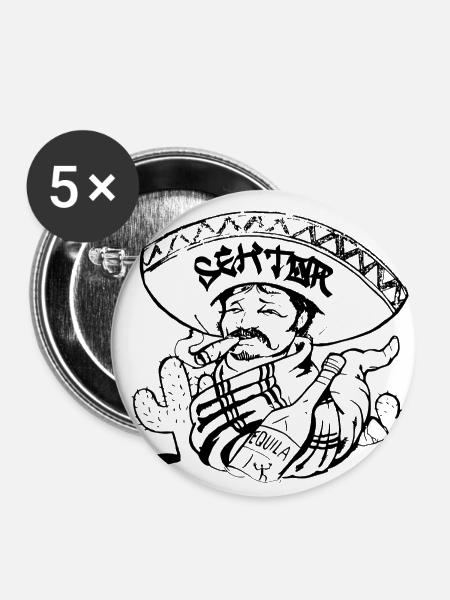 El Sektor Mexico - Buttons klein 25 mm (5er Pack) - Weiß